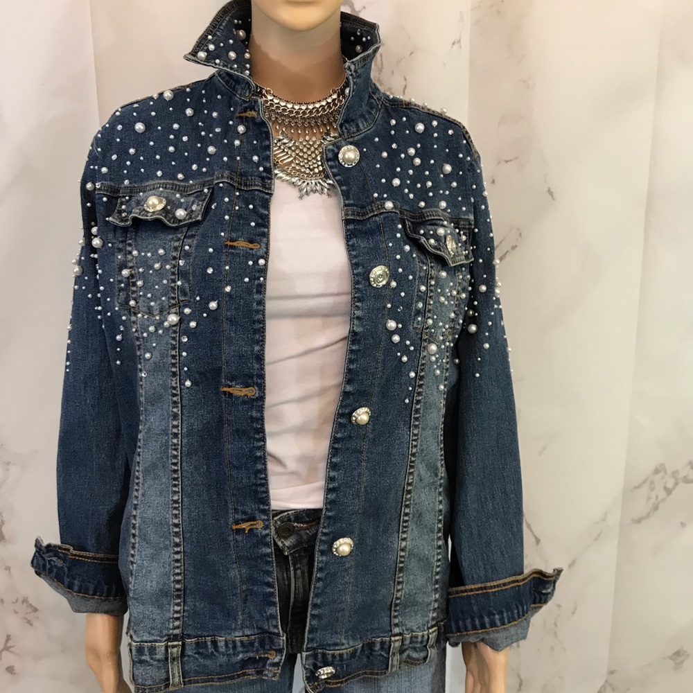 Quaker Factory Pearled Denim Jean Jacket